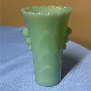Anchor Hocking Fire King Jadeite Flower Vase Green Jadite Vintage 5.25” tall